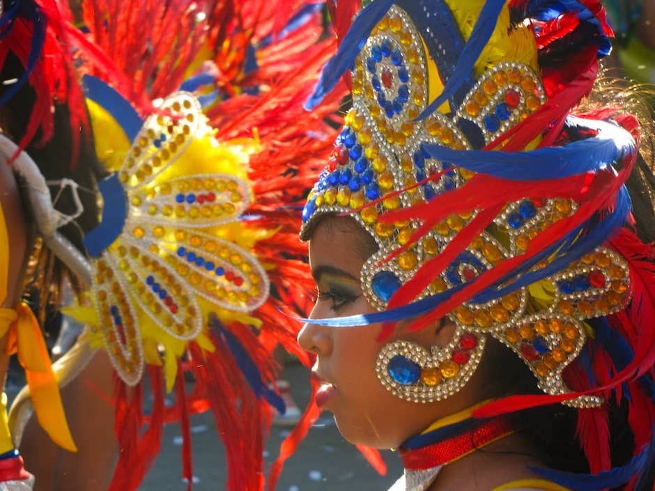 Woman wearing a Carnival mask