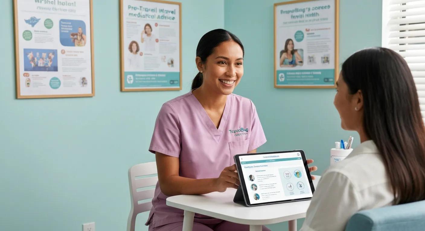 TravelBug Health clinician conducting a personalized malaria risk assessment