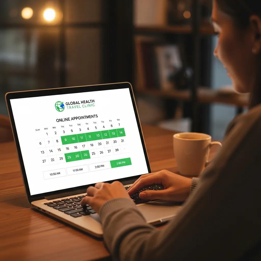 Person booking a Hepatitis A vaccine appointment on a smartphone